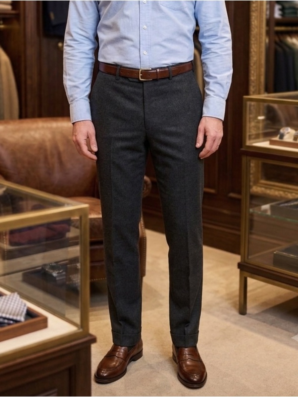 Bugatti Europe Gray 100% Virgin Wool Dress Pants EU 52 Tailored Business Preppy